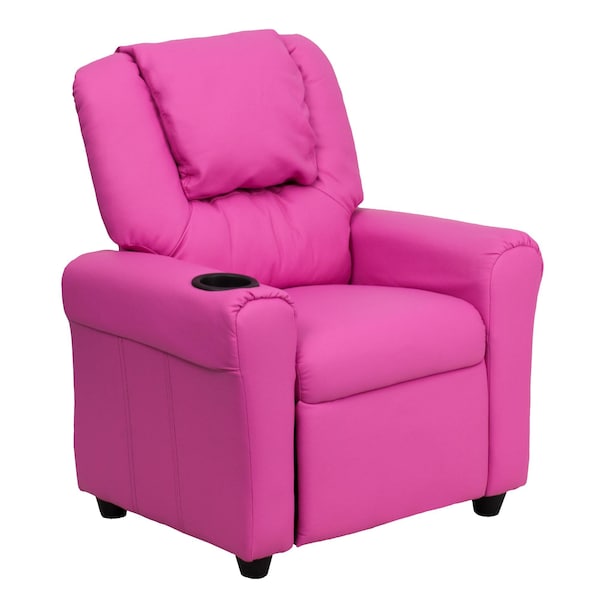 Flash Furniture Kids Recliner, 21-1/2" to 36-1/2" x 27", Upholstery Color: Pink, Weight Capacity: 90 lb. DG-ULT-KID-HOT-PINK-GG - main